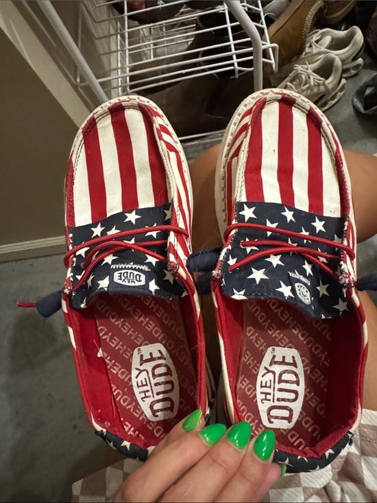 Hey Dude Shoes - Hey Dude Red, White & Blue Stars-Stripes Slip-On Moccasins